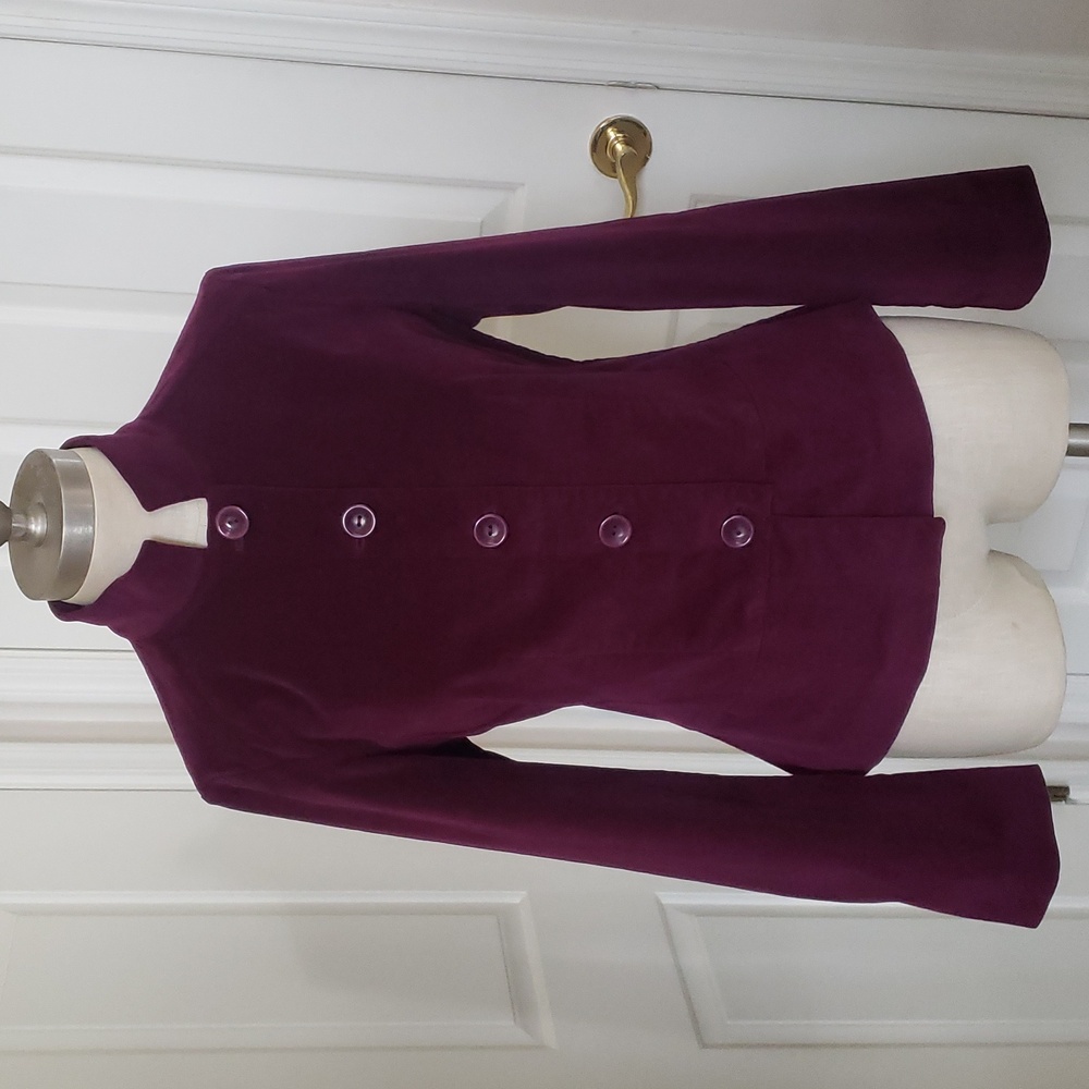 Talbots Plum Purple Velvet Tailored Blazer Jacket Size 8P Petite - Picture 3 of 12